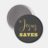 Jesus bewaart Gellow Gold Glitter Magneet (Voorkant / Achterkant)