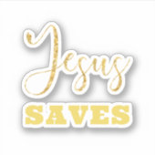 Jesus bewaart Gellow Gold Glitter Sticker (Voorkant)