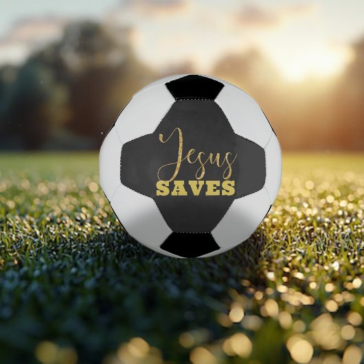 Jesus bewaart Gellow Gold Glitter Voetbal