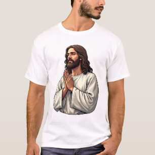 Jesus Biddende Handen Vintage Gravure T-shirt 2