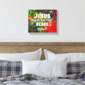 JESUS BIEDT U Abstract groen VREDE Canvas Afdruk (Insitu (Slaapkamer))