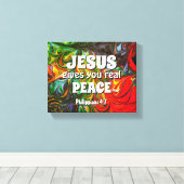 JESUS BIEDT U Abstract groen VREDE Canvas Afdruk (Insitu (Houten vloer))