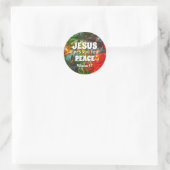 JESUS BIEDT U Abstract groen VREDE Ronde Sticker (Tas)
