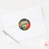 JESUS BIEDT U Abstract groen VREDE Ronde Sticker (Envelop)