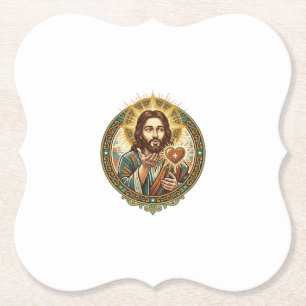 Jesus Blaast Kus Rode Hart Like Knop Humor_1 Kartonnen Onderzetters