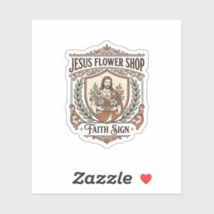 Jesus Bloemenwinkel Geloof Bord Jesus Bloemenwinke Sticker