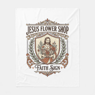 Jesus Bloemenwinkel Gelovig Teken Jesus Bloemenwin Fleece Deken