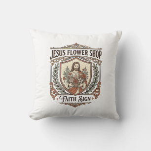 Jesus Bloemenwinkel Gelovig Teken Jesus Bloemenwin Kussen