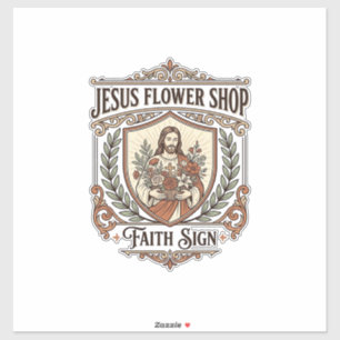 Jesus Bloemenwinkel Gelovig Teken Jesus Bloemenwin Sticker