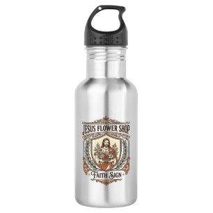 Jesus Bloemenwinkel Gelovig Teken Jesus Bloemenwin Waterfles