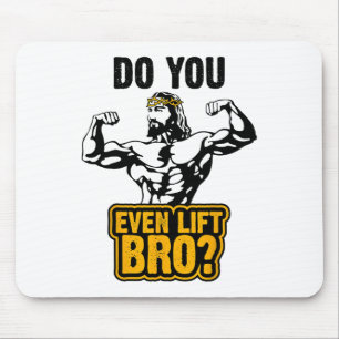 Jesus Bodybuilding T-shirt - Til je zelfs bro? Muismat