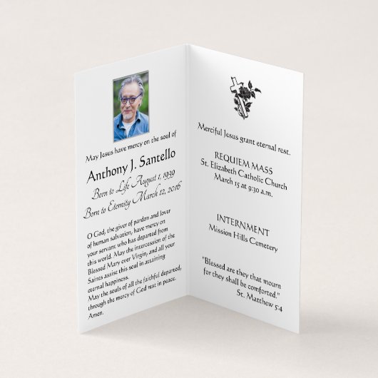 Jésus Bon Pasteur Funérailles Religieuses Carte Sa (Intérieur)