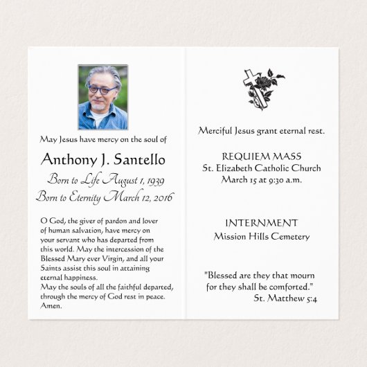 Jésus Bon Pasteur Funérailles Religieuses Carte Sa (Intérieur déplié)