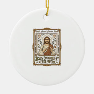 Jesus Borduurwerk Jezus Borduurnaald Keramisch Ornament