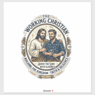 Jesus Bouwvakker T-shirt Christelijke Grafiek_ Sticker