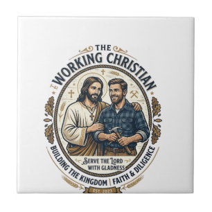 Jesus Bouwvakker T-shirt Christelijke Grafiek_ Tegeltje