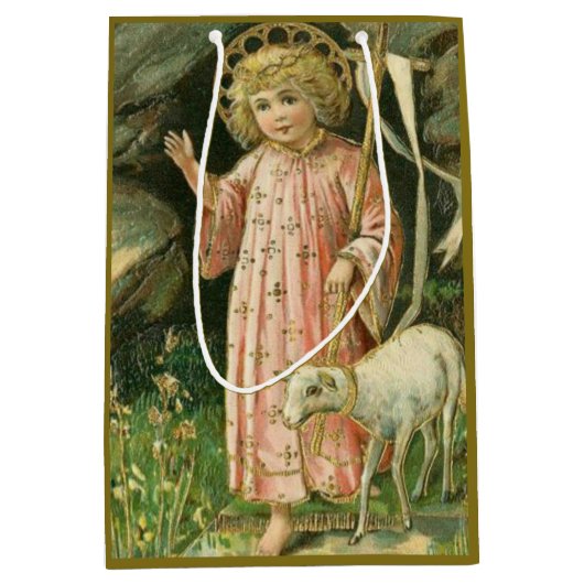 Jesus Boy Child Cross Lamb Paasbloemen Medium Cadeauzakje (Voorkant)