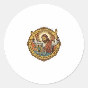 Jesus Boze Biceps Squat Rack Gym Irritatie H Ronde Sticker