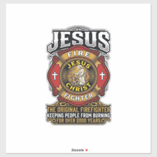 Jesus Brandweerman Vintage Christelijk Gelooft Shi Sticker