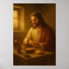 Jesus Breaking Bread Poster