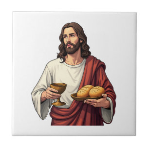 Jesus Brood Wijn Vintage Gravure T-shirt 2 Tegeltje