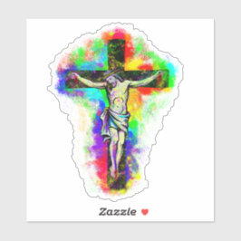 Jesus buntes Kreuz Sticker