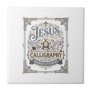 Jesus-calligrafie Heilige lettertypografie Jezus C Tegeltje