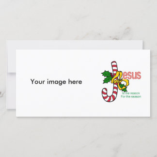 Jesus Candy Cane Photo Card Feestdagenkaart
