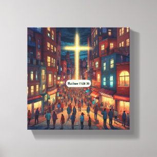 Jesus Cares - Premium Wrapped Canvas (Glans) Afdruk