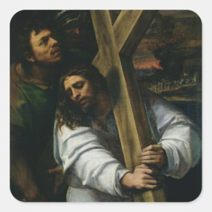 Jesus Carrying the Cross, c.1535 (olie op het pane Vierkante Sticker