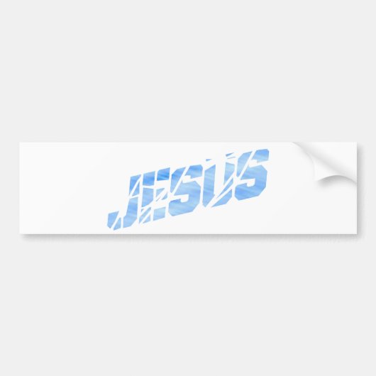 Jesus cassé bleu clair bumpersticker (Voorkant)