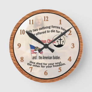 Jesus Christ and the American Soldier Medium Clock Ronde Klok