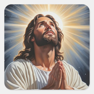 Jesus Christ Christelijke Kunst Vierkante Sticker