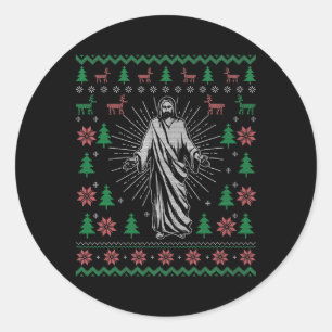 Jesus Christ Christian Ugly Christmas Sweater For Ronde Sticker