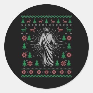 Jesus Christ Christian Ugly Christmas Sweater For Ronde Sticker