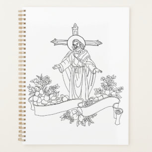 jésus Christ défiler et fleurs page de couleur art