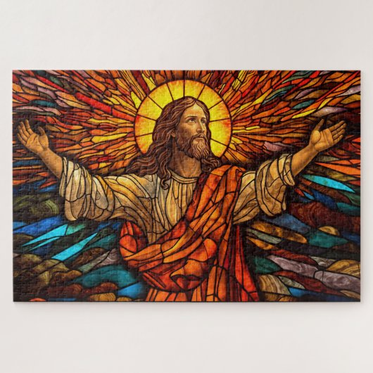 Jesus Christ Glas in lood Art Puzzel (Horizontaal)
