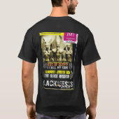 JESUS CHRIST IS EEN ZWART MAN basic donker T-shirt (Achterkant)