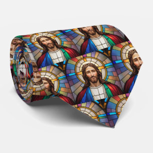 Jesus Christ Kleurrijke Glas in lood stijl Stropdas