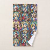 Jesus Christ Mary & Joseph Christelijk Glas in loo Bad Handdoek (Handdoek)