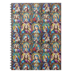 Jesus Christ Mary & Joseph Christelijk Glas in loo Notitieboek