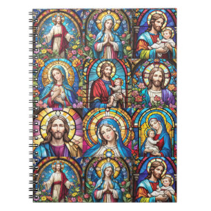 Jesus Christ Mary & Joseph Christelijk Glas in loo Notitieboek