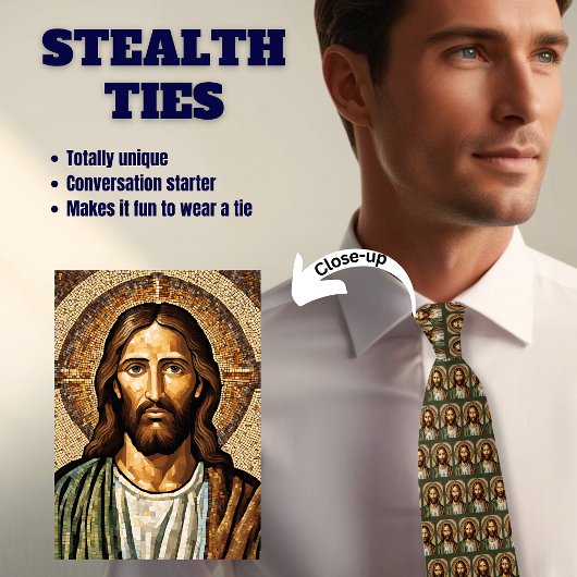 Jésus Christ Olive Green Stealth Cravate