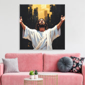 Jesus Christ Our Savior | Black and Gold Canvas Afdruk (Insitu (Woonkamer))