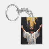 Jesus Christ Our Savior | Black and Gold Sleutelhanger (Voorkant Links)