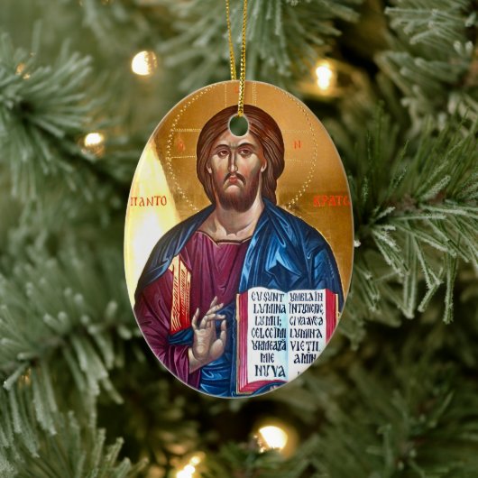 Jesus Christ Pantocrator Painting Keramisch Ornament (Boom)