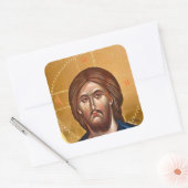 Jesus Christ Pantocrator Painting Vierkante Sticker (Envelop)