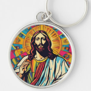Jesus Christ Pop Art Keyring Sleutelhanger
