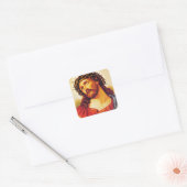 jesus christ thorn crown art schilderij vierkante sticker (Envelop)