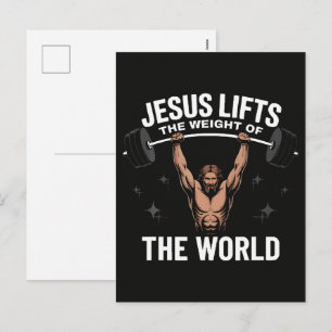 Jesus Christus Deadlifting Feestdagenkaart